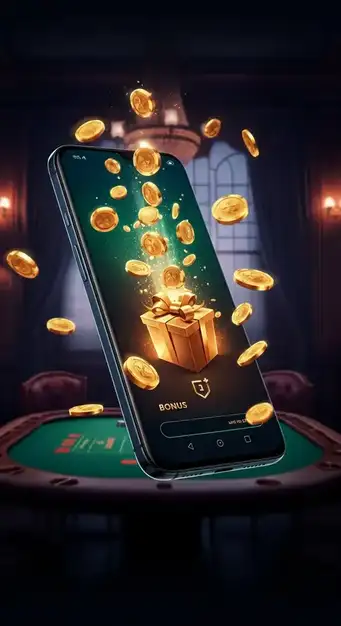 Joueur sur Lucky8 Casino activant son bonus de bienvenue sur son ordinateur portable, avec des symboles de tours gratuits et de pièces d'or flottant à l'écran.